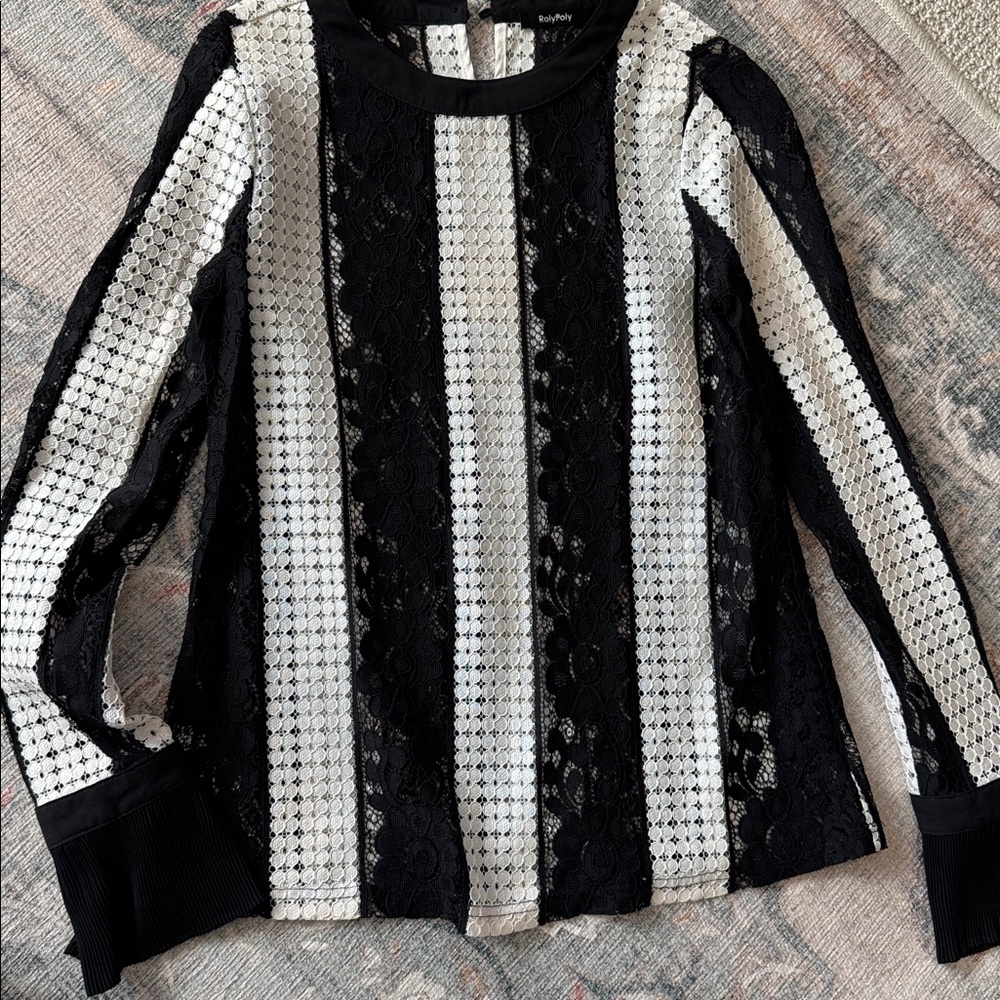 Chic Striped Lace Blouse